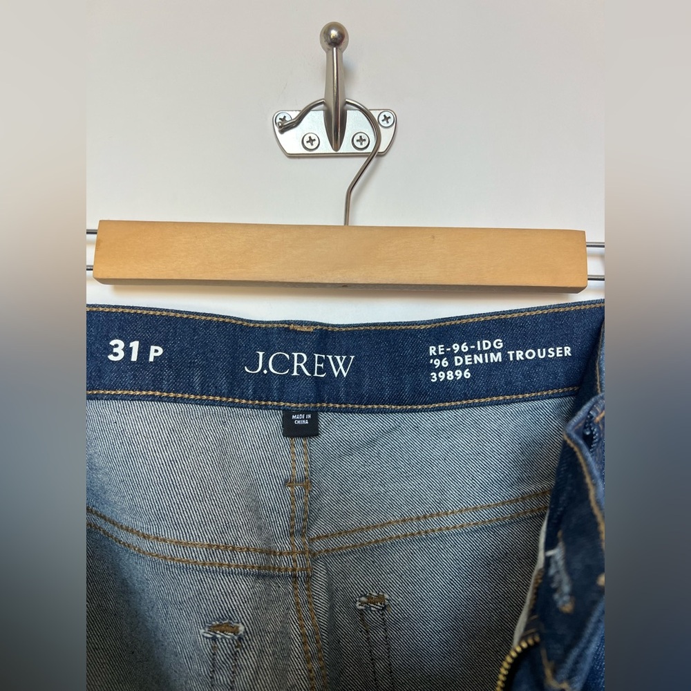 J.Crew ‘96 Embellished Denim Trouser Wide Leg Jeans 31P High Rise Dark Wash - Picture 10 of 16